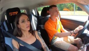 Fake driving School Spanish Babe has Lesson Hijacked