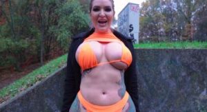 Public Agent Tight Leather Trousers and Big Tits